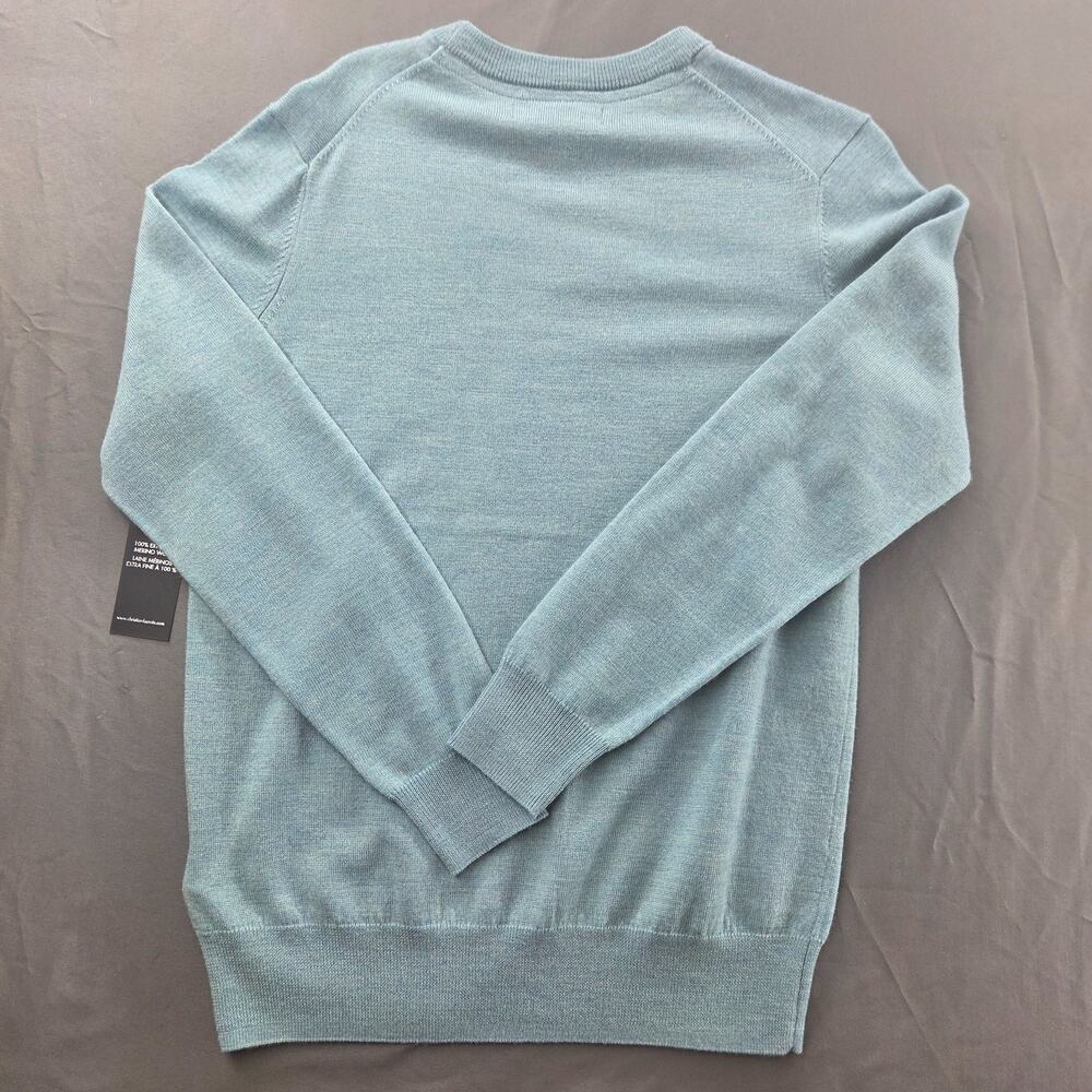 NWT Christian Lacroix Extra Fine Merino Wool Sweater Mens Small Teal Crewneck - Picture 7 of 11